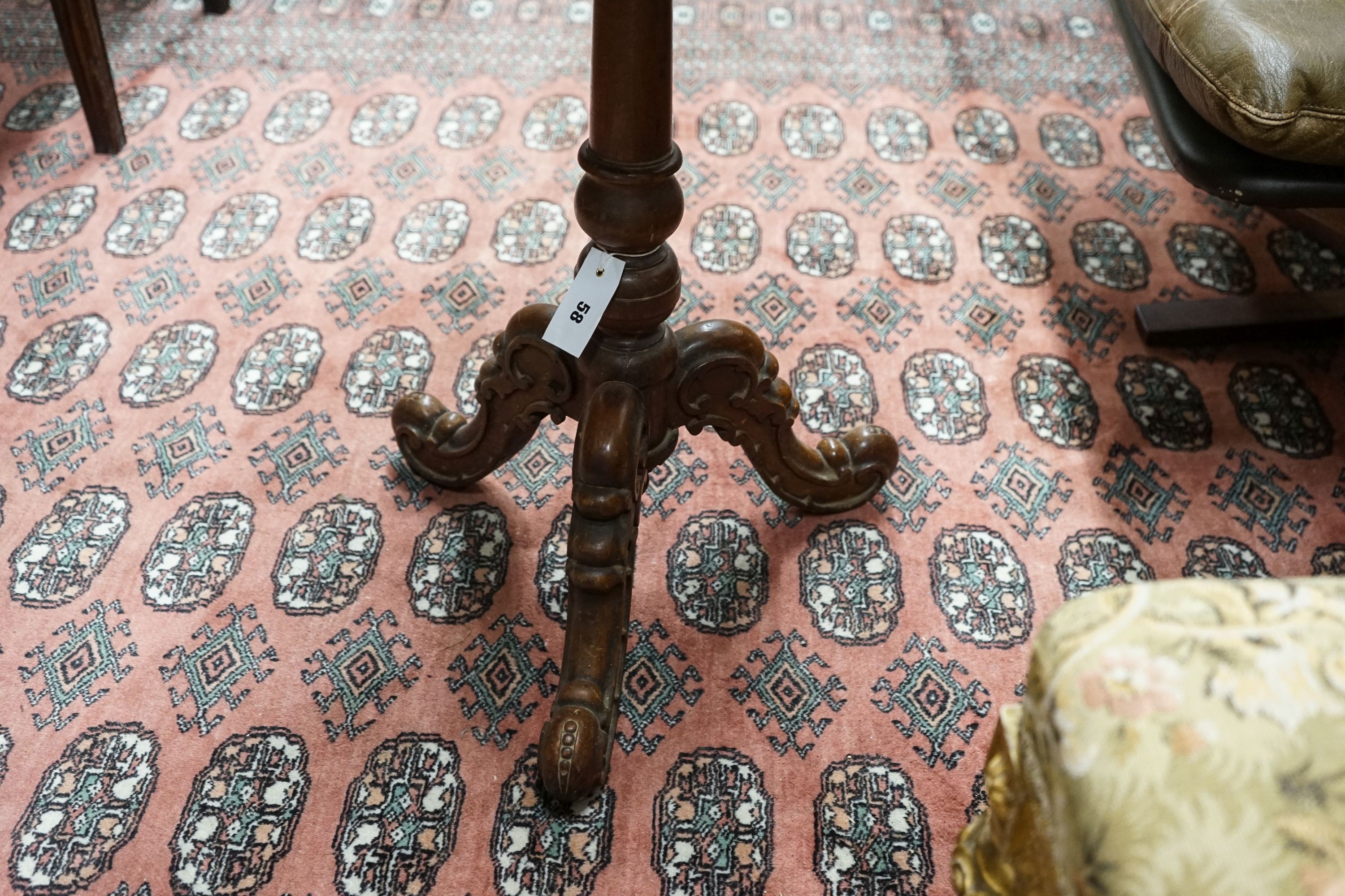 A late 19th Anglo Indian hardwood circular tripod wine table, diameter 53cm, height 69cm